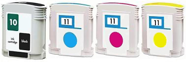 HP No 10 Black and No 11 Cyan Magenta and Yellow Ink Cartridge Set C4841A C4836A C4837A C4838A Remanufactured SELECT YOUR OWN COLOURS - Free UK Delivery